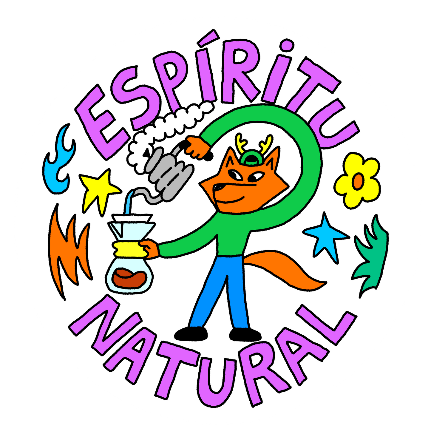 Sticker zorrito cafetero tornasol X Natofloral